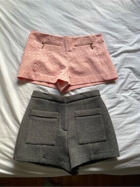 Forever 21 Pink Quilted High-Waist Shorts with Gold Zippers